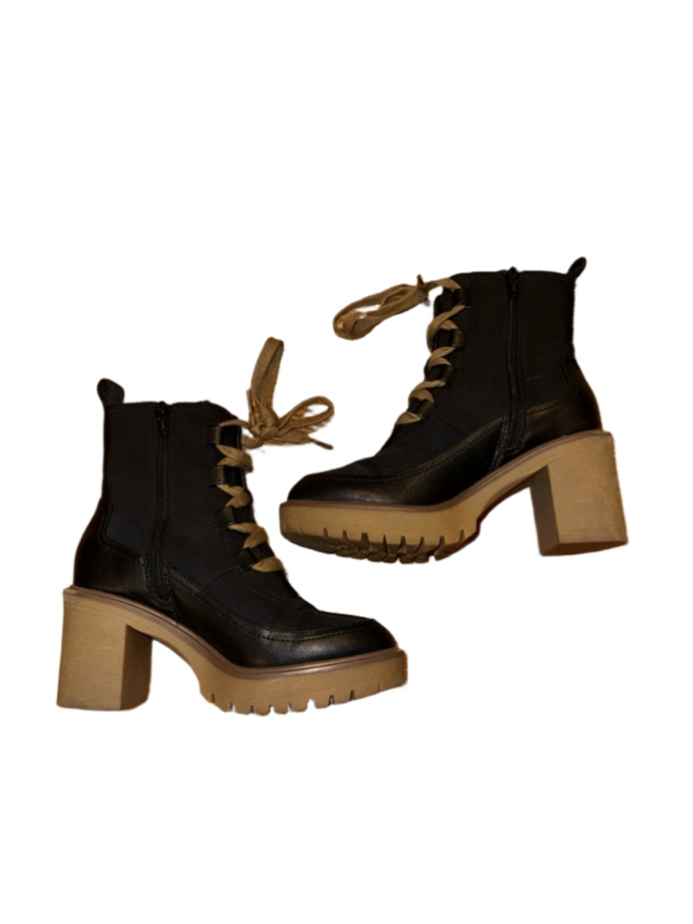 Women’s Universal Thread Black Lace Up Utility Lug Sole Combat Boots - Picture 7 of 10